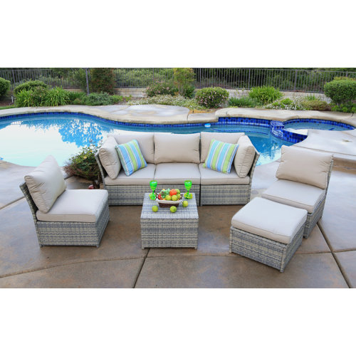 Rosecliff Heights Quincy 6 Person Outdoor Seating Group with Cushions